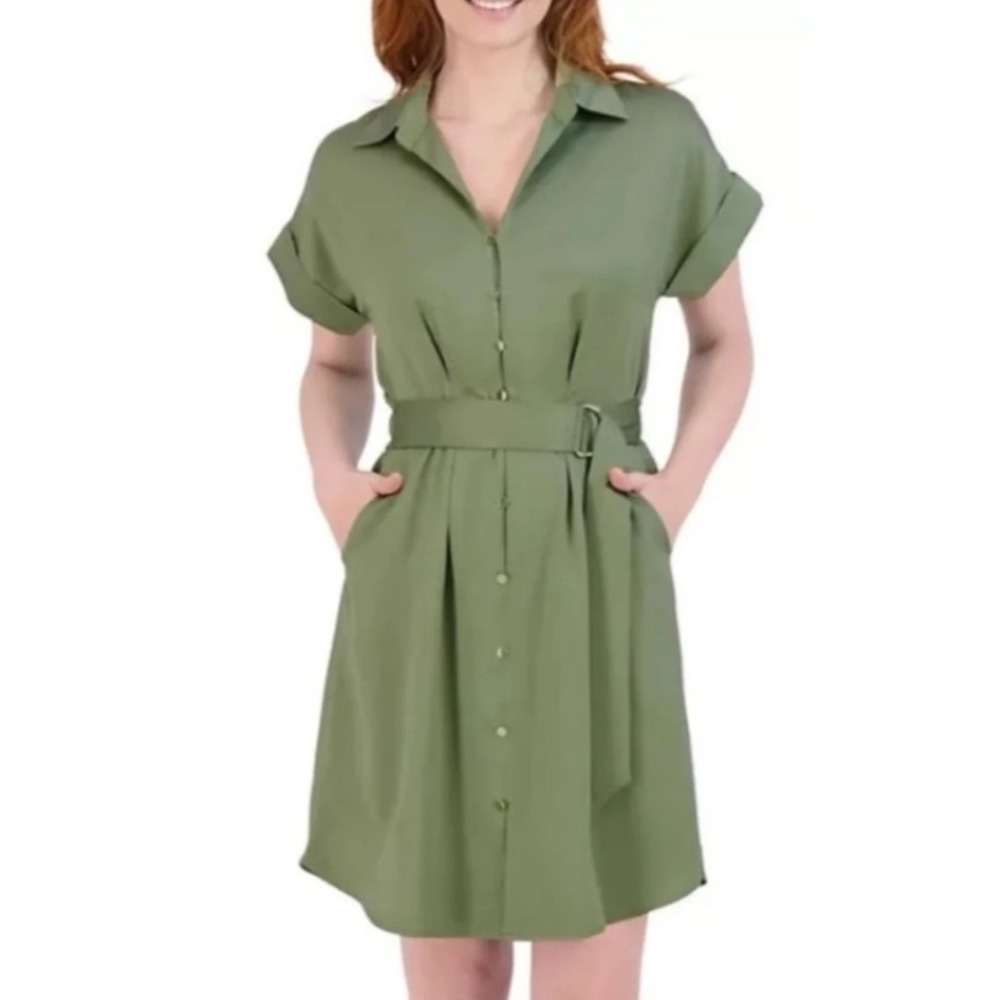 French‎ Connection Shirt Dress Womens Small Olive New With Tags